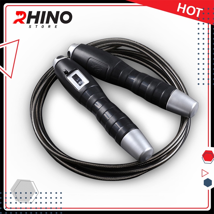 Dây nhảy thể thao, lõi thép Rhino J201 tự động đếm số cơ học, không dùng pin