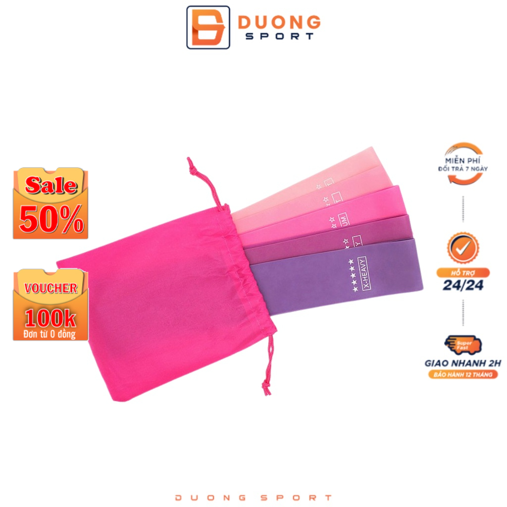 Bộ 5 Dây Miniband Aolikes Hồng Dây Cao Su Miniband Tập Chân Mông, Phụ Kiện Tập Gym