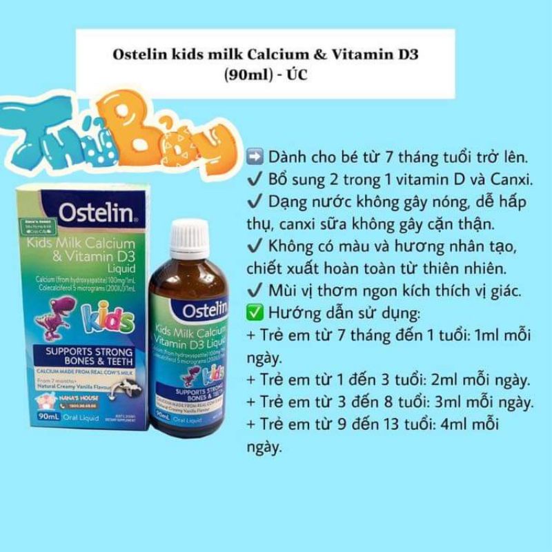 (Đủ bill) Bs canxi cho bé Ostelin Kids Calcium &amp; Vitamin D3