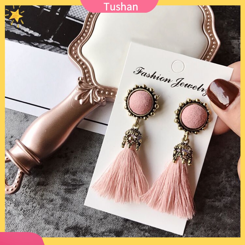 Đôi khuyên tai tua rua phong cách cổ điển thanh lịch dành cho nữ