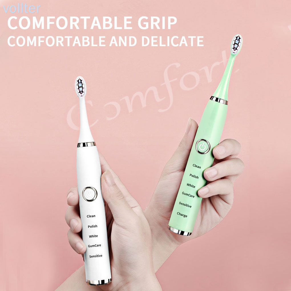 Bàn Chải Đánh Răng Điện Chống Thấm Nước 28000-37000 + 2 Bàn Chải Lông Trắng, Pin 1 Cái