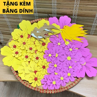Set Hoa mai Hoa đào- Bông mai - hoa đào xốp đủ cỡ dán tường - dán kính phụ kiện trang trí tết