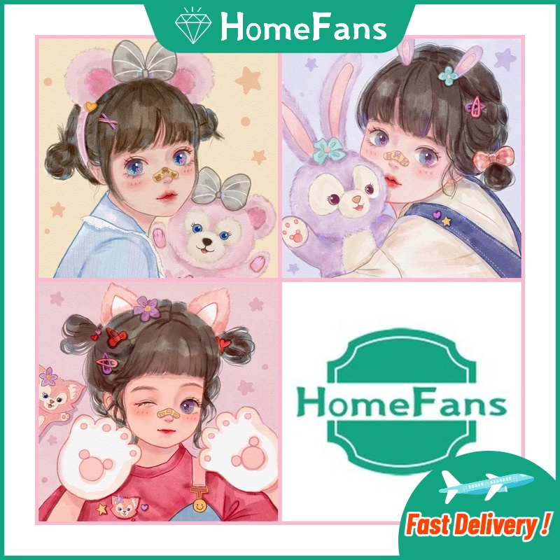 Bộ Tranh Đính Đá 5D Họa Tiết Cô Gái Hoạt Hình Disney Độc Đáo Kích Thước 30x30cm/40x40cm Dùng Trang Trí Nhà Cửa