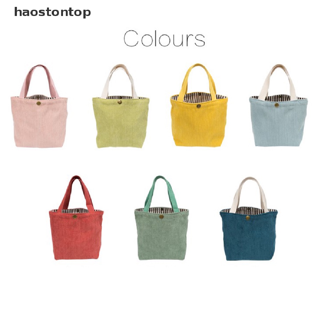 Túi Tote Đựng Hộp Cơm Trưa Vải Nhung Cotton Xách Tay Cỡ Nhỏ Tiện Dụng Mang Đi Dã Ngoại