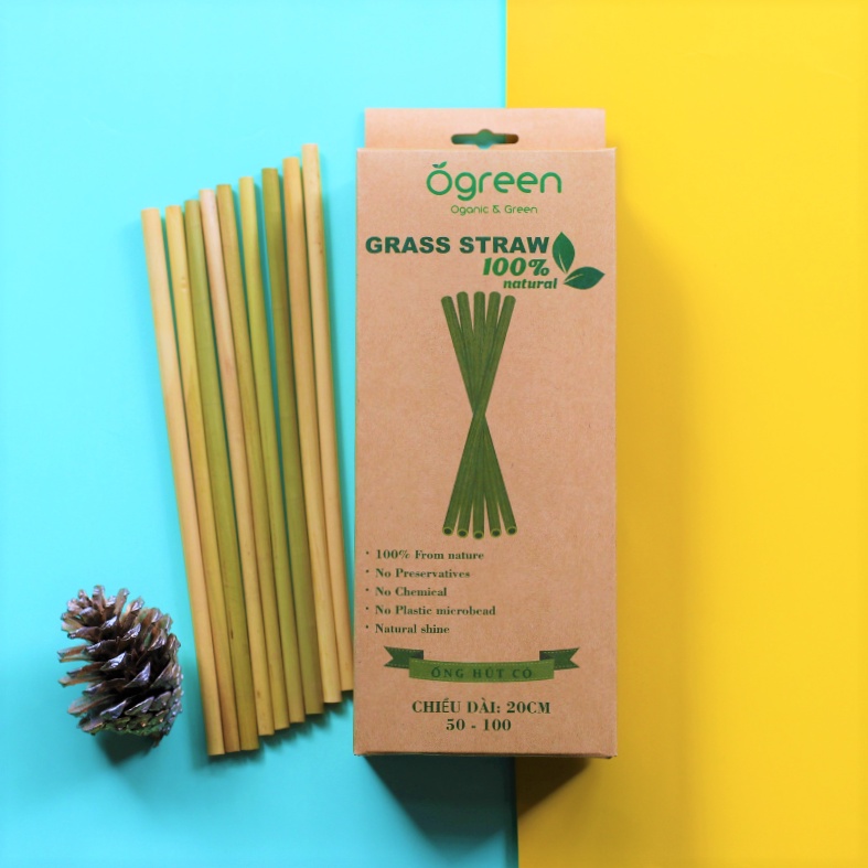 HỘP 100 ỐNG HÚT CỎ BÀNG KHÔ 20cm OGREEN LOẠI 1 CHẤT LƯỢNG XUẤT KHẨU - NHÀ SẢN XUẤT