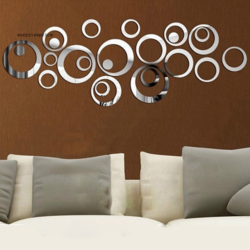 Miếng Dán Tường Tráng Gương Hình Tròn 3D DIY Trang Trí Nhà Cửa/SPA