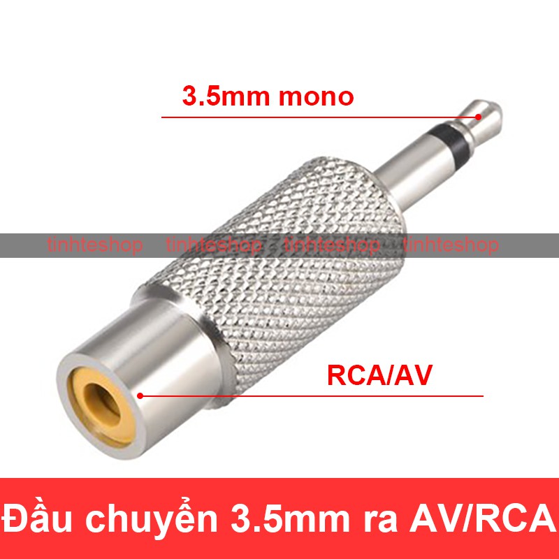 Đầu đổi âm thanh phono 3.5mm mono đực sang AV RCA cái - Giắc chuyển audio RCA AV female to 3.5mm male mono