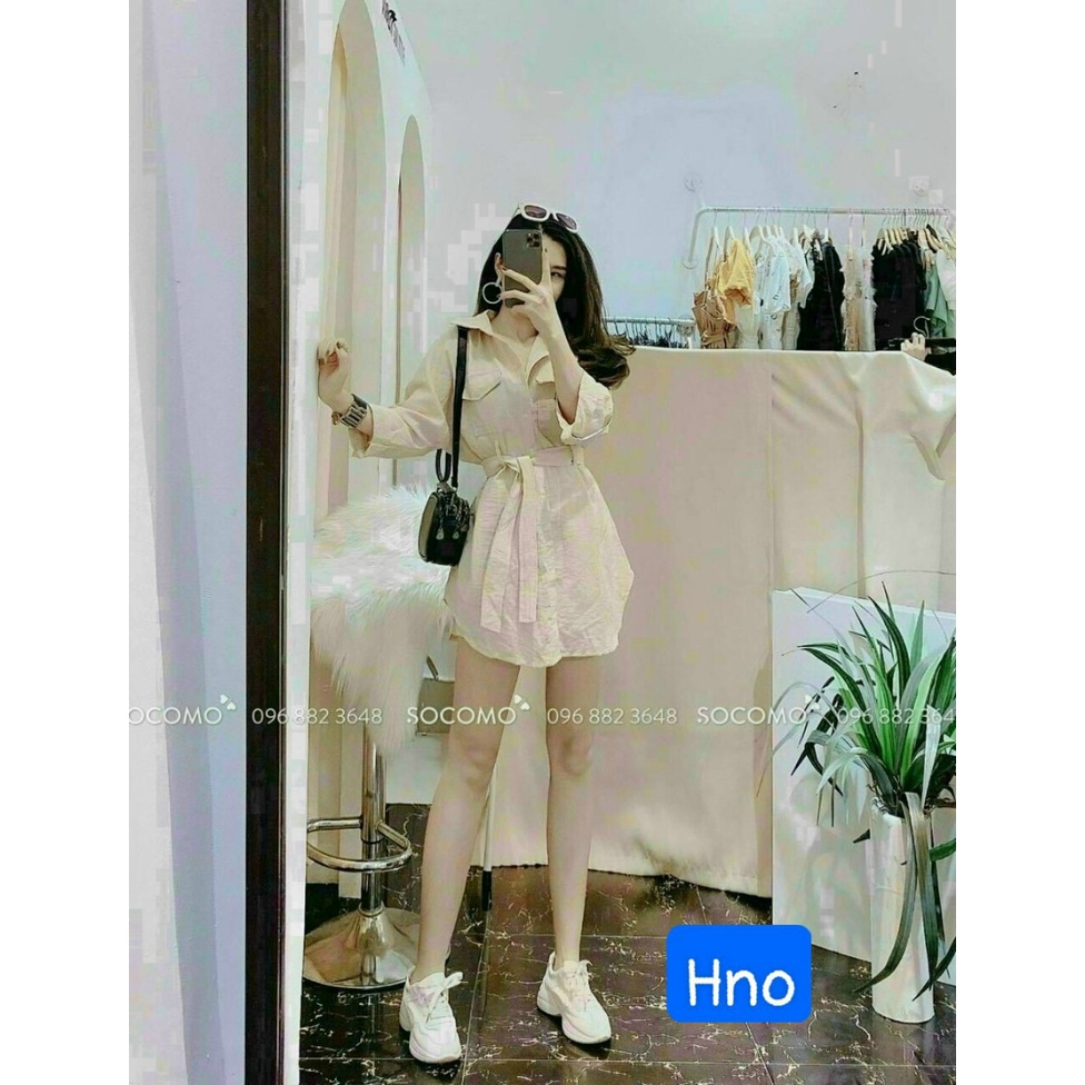 Set đồ nữ dễ thương ️🎈HÌNH THẬT️🎈 set sơ mi dài tay + quần đùi năng động ️👗 tay dài sơ mi | BigBuy360 - bigbuy360.vn