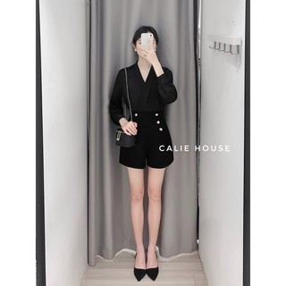 Áo sơ mi công sở nữ - áo sơ mi lụa cổ V nẹp chéo