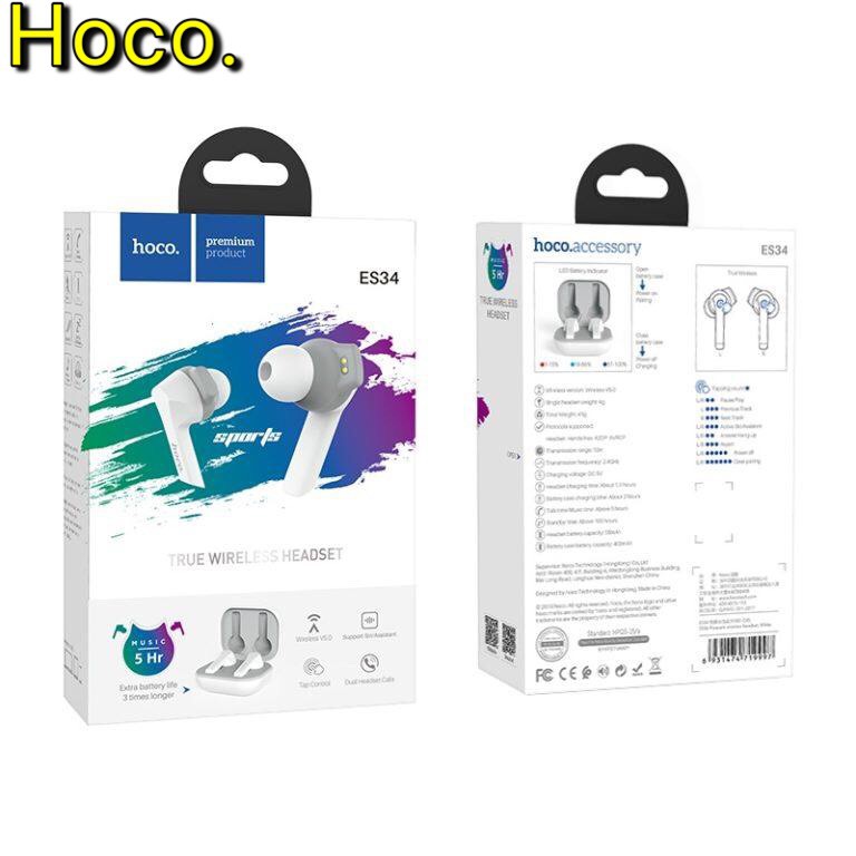Tai nghe bluetooth không dây Hoco ES34 chính hãng cảm ứng, pin trâu và sử dụng các dòng điện thoại