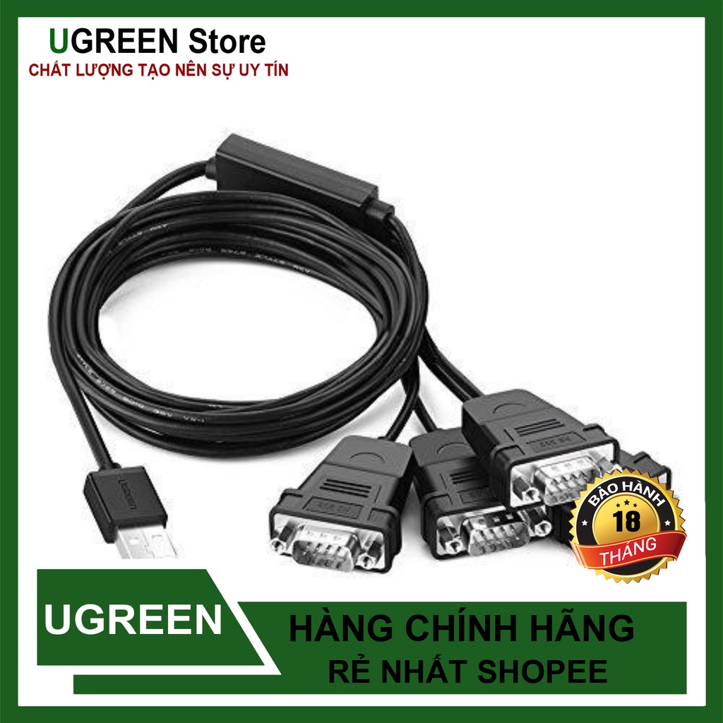 [Mã 155ELSALE giảm 7% đơn 300K] Cáp Chia USB 2.0 Ra 4 Cổng RS232 - USB to 4 Com - Ugreen 30770 Cao Cấp