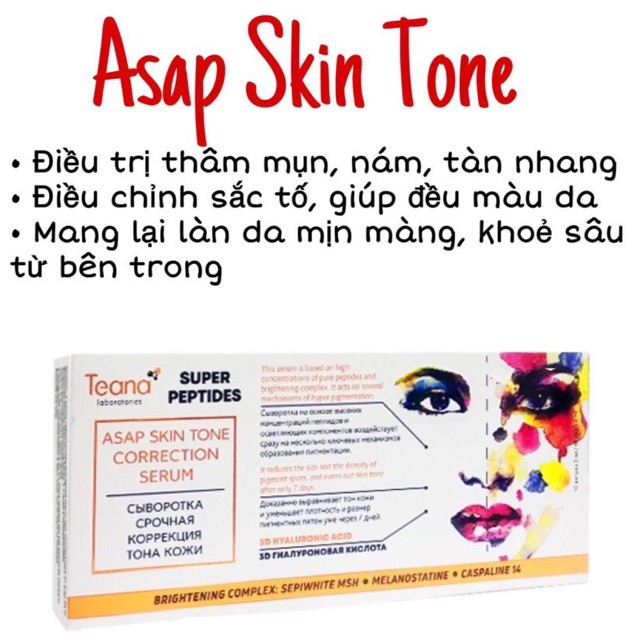 Kem làm rạng rỡ da mặt, sáng đốm đen trên da mặt hiệu Teana ( Serum Teana ASAP loại bỏ hiệu quả các loại đốm đồi mồi)