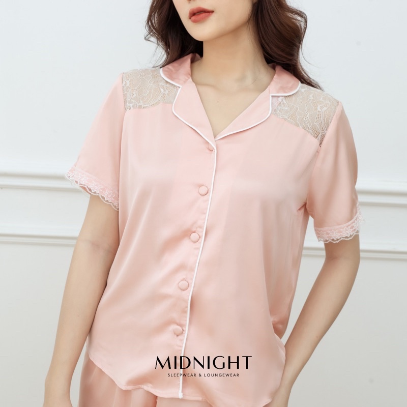 Đồ ngủ mặc nhà Pyjamas ren tay ngắn quần ngắn - Midnight Sleepwear