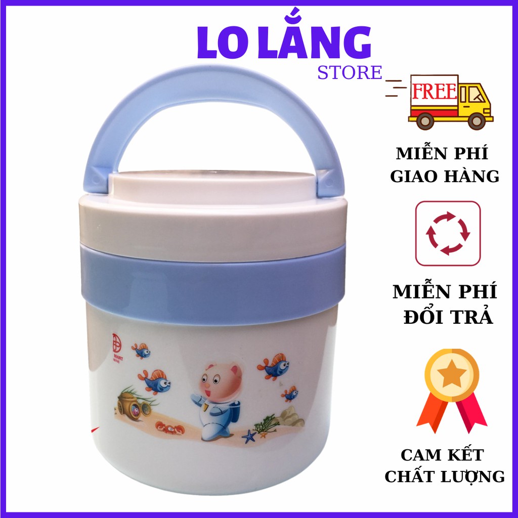 [Mã SRJULY1619 giảm 15K đơn 50K] Hộp đựng cơm giữ nhiệt 2 ngăn ruột inox dung tích 1300ml nắp đậy kín và có quai xách