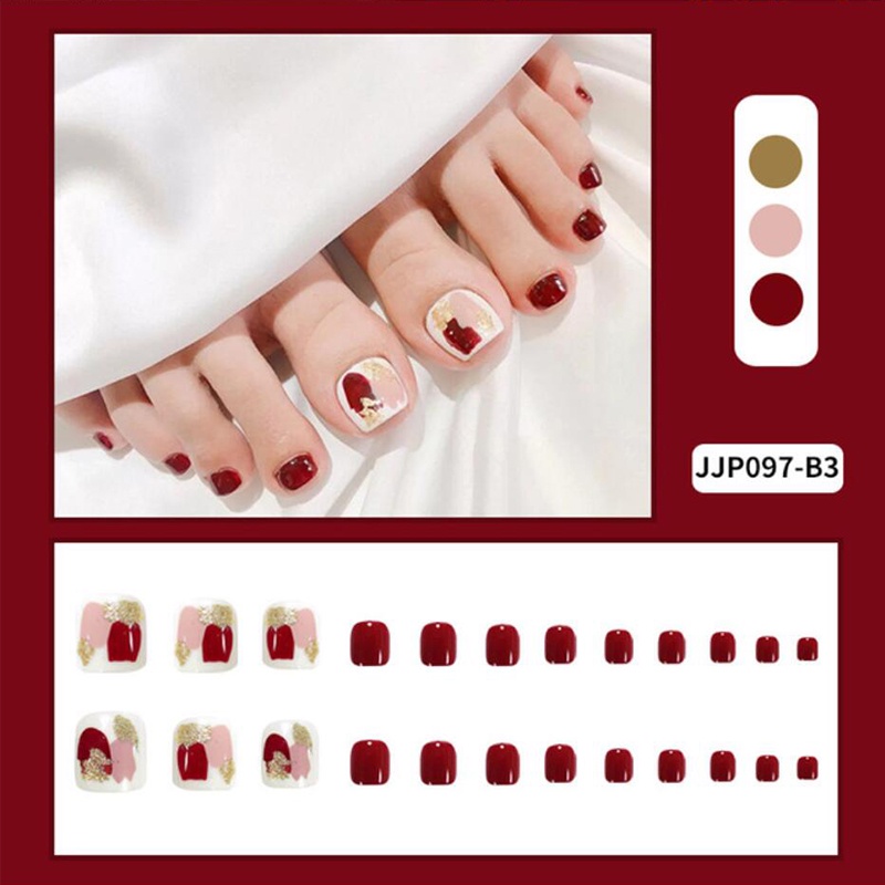 Set 24 móng chân giả SUAKE có keo dán che phủ toàn bộ thời trang xinh xắn