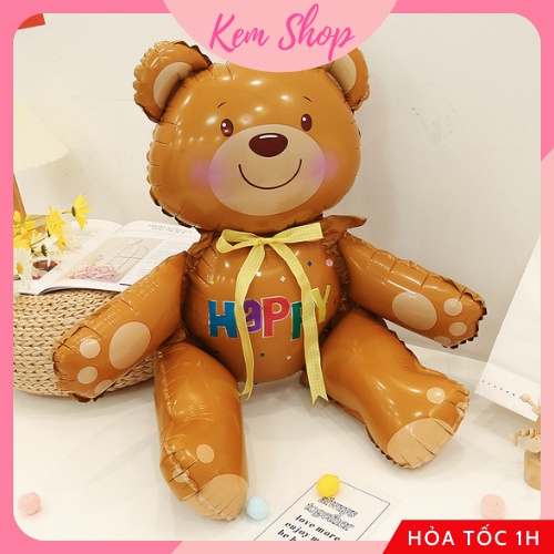Bóng gấu nâu Teddy 3D size đại Kem Shop trang trí sinh nhật - K206