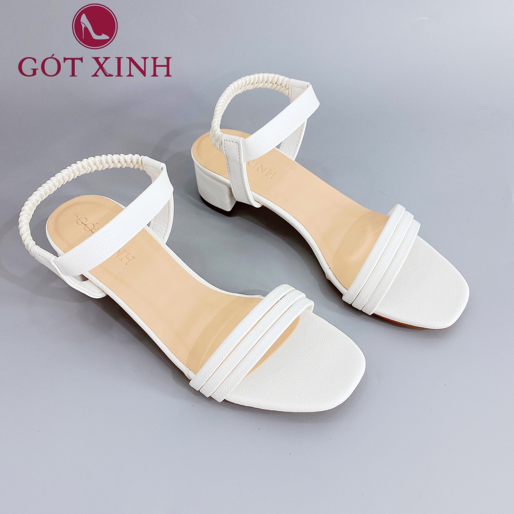 Sandal Cao Gót Gót Xinh GX234 5cm Da Mềm Hai Quai Đế Trụ Vuông
