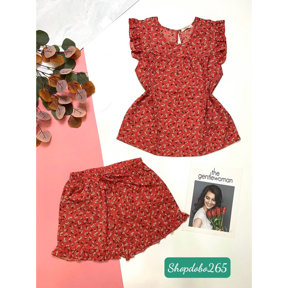 Đồ bộ nữ,đồ ngủ mặc nhà đùi vải lụa mango BN 23 hoa nhí dễ thương size 45-57kg.