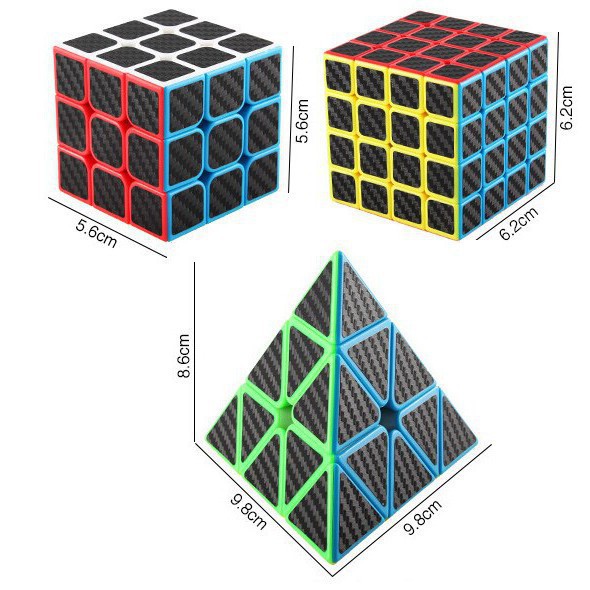 Bộ Sưu Tập Rubik CarBon 2x2 3x3 4x4 5x5 Pyraminx Megaminx Skewb Square-1 Tam Giác 12 Mặt Rubic