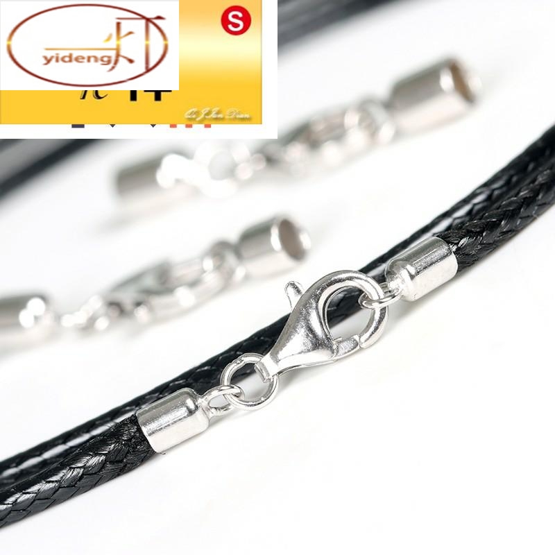 . Mặt dây chuyền khóa 925 Sterling Bạc nút tôm hùm khóa mùa xuân khóa vòng cổ dây da khóa dây màu đỏ Vòng đeo tay khóa k