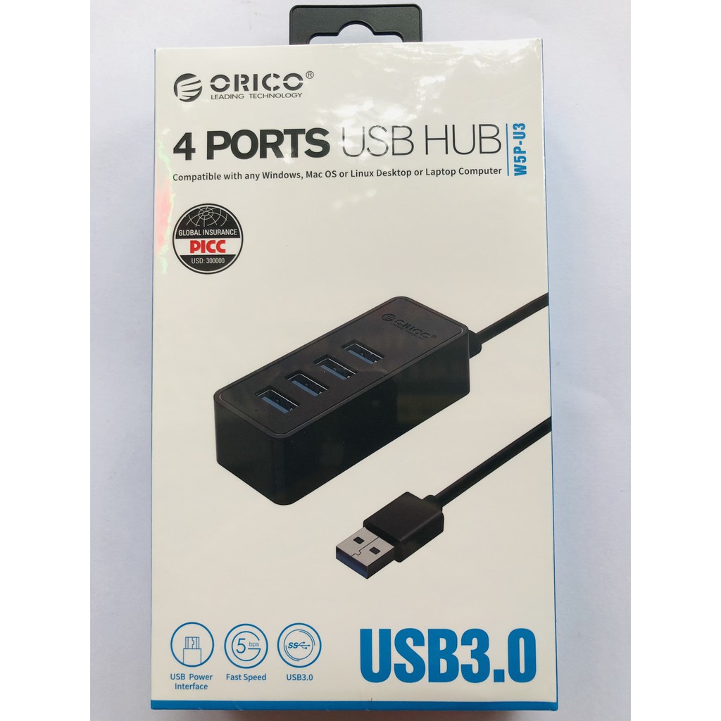[Hub Usb 3.0]Bộ Chia USB Từ 1 Thành 4 Cổng USB Tốc Độ 3.0 Orico W5P_U3 / 303 Dây dài 30cm