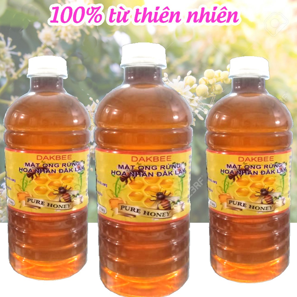 1 LÍT Mật ong rừng hoa Nhãn - hỗ trợ trị đau dạ dày, chữa ho, khàn tiếng, ngăn ngừa các bệnh khó chữa - dakbee