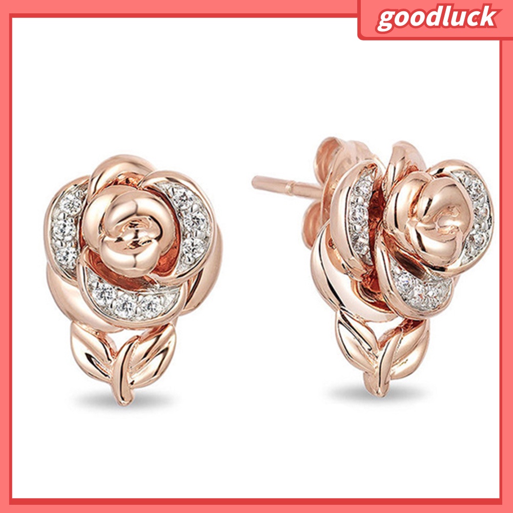 Vòng cổ / Nhẫn / Bông Tai Mặt Hoa Hồng Đính Đá Thời Trang Cho Nữ