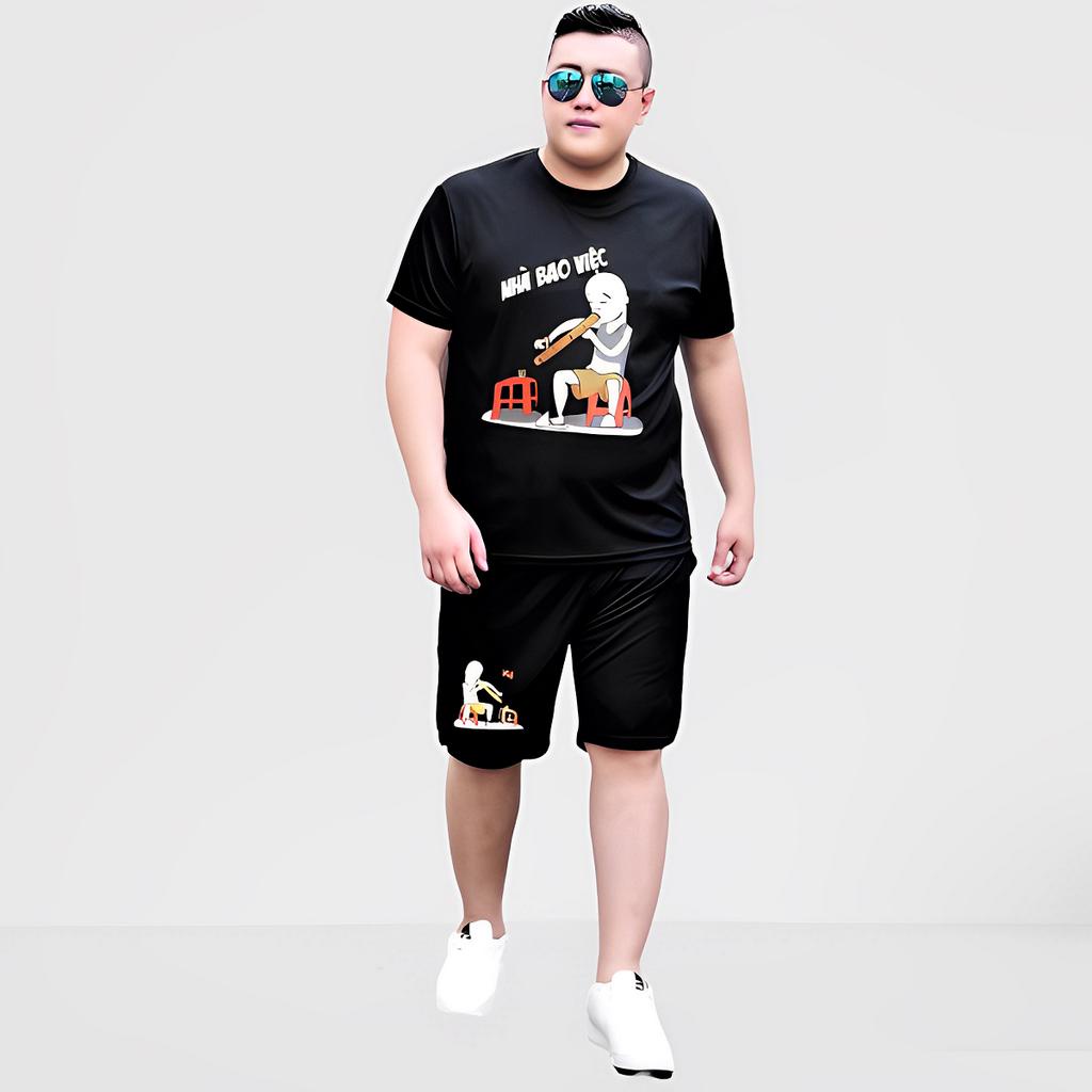 Bộ đồ Nam Nữ NHÀ BAO VIỆC ngắn tay 22Kg đến Bigsize 118Kg Chất Thun Lạnh Co Giãn/ Bộ quần áo gia đình hội nhóm hài hước