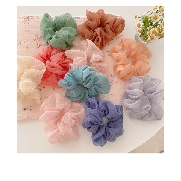 Dây buộc tóc Scrunchies vải mềm kẻ chìm dễ thương
