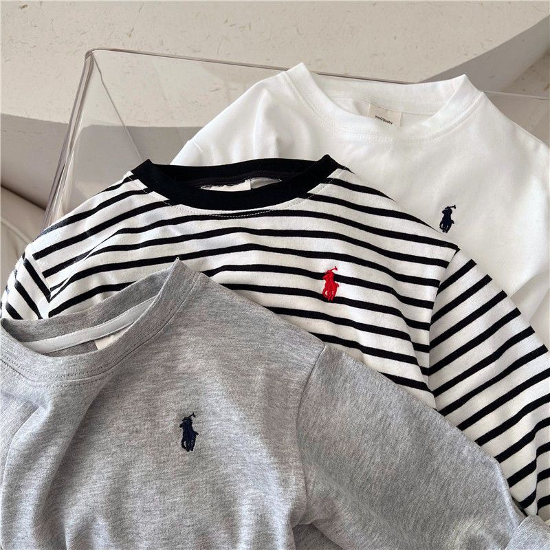 Áo Thun Tay Dài Họa Tiết Kẻ Sọc Thời Trang Xuân Thu Mới Cho Bé