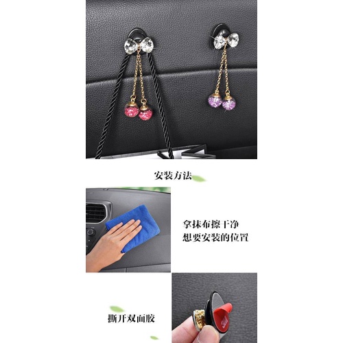 Car Small Hook Creative Diamond Crystal Car Interior Decoration Front Row Adhesive Hook Multifunctional Storage Universal fceU