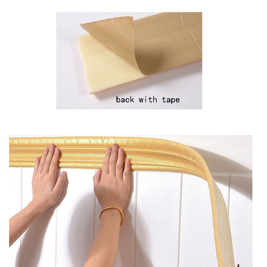 230cm*8cm 3DSkirting line Waist line Wallpaper Frame Self Adhensive Waterproof