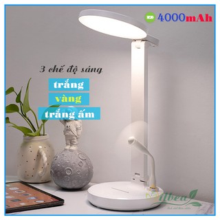 Đèn bàn học chống cận sạc pin tích điện gấp gọn SL-912 pin 4000mAh công suất 9W với 3 chế độ ánh sáng trắng, vàng và trắ