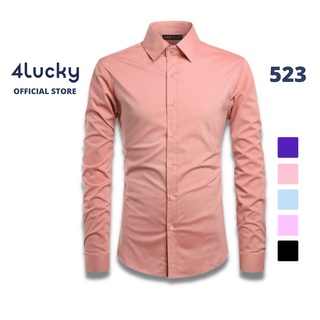 Áo sơ mi nam trơn không nhăn 4Lucky -1523, form ôm đẹp, chất vải không nhăn