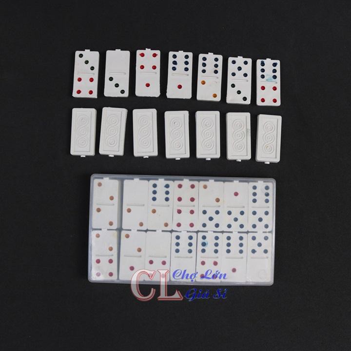 Hộp Đồ Chơi Bộ Cờ DOMINO Màu Trắng Ngà Bằng Nhựa - Bộ Chơi Cờ Giải Trí Có Hộp Đựng Cờ