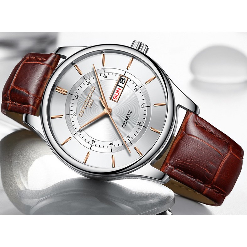 Đồng hồ nam Ontheedge dây da RZY029 fullbox (kèm 2 pin) | BigBuy360 - bigbuy360.vn