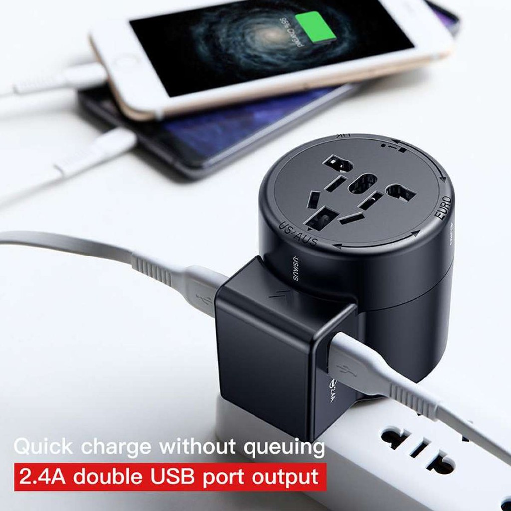 Ổ Cắm Điện Thông Minh Đa Năng Chuẩn Tất Cả Các Nước Quốc Tế Baseus -109USB ( Chuyên Dụng Đi Du Lịch Nước Ngoài )