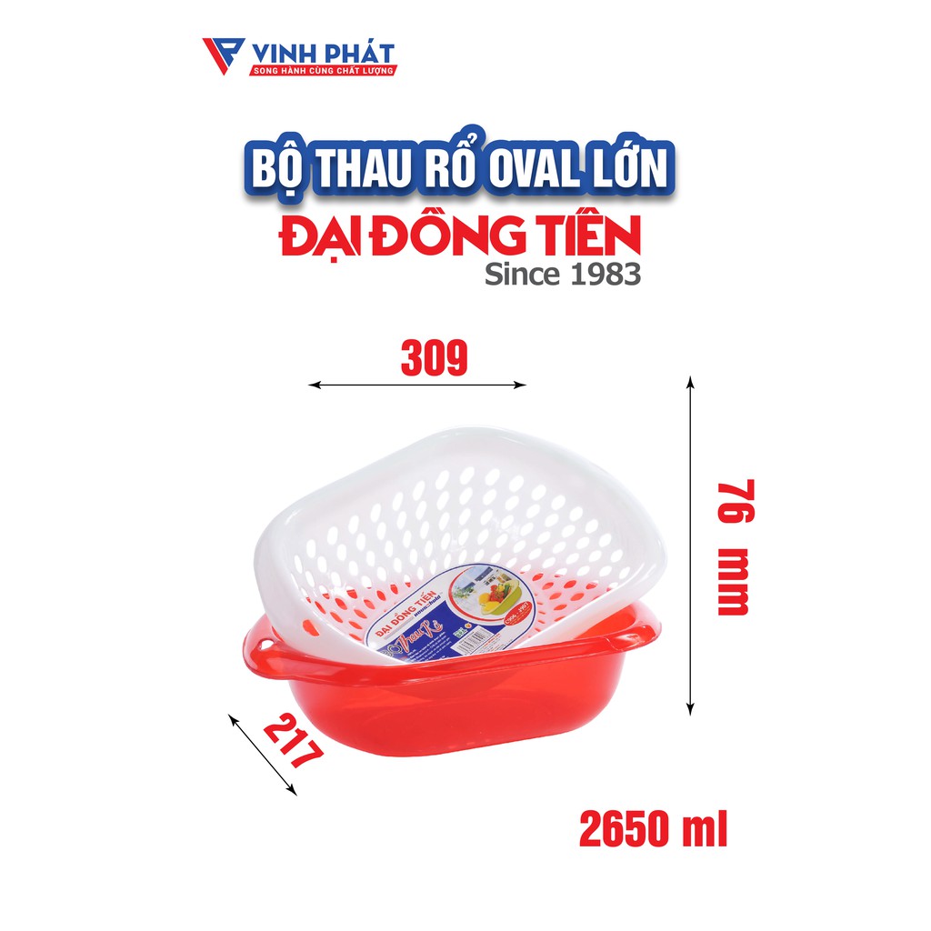 BỘ THAU RỔ NHỰA OVAL NHỎ / LỚN ĐẠI ĐỒNG TIẾN