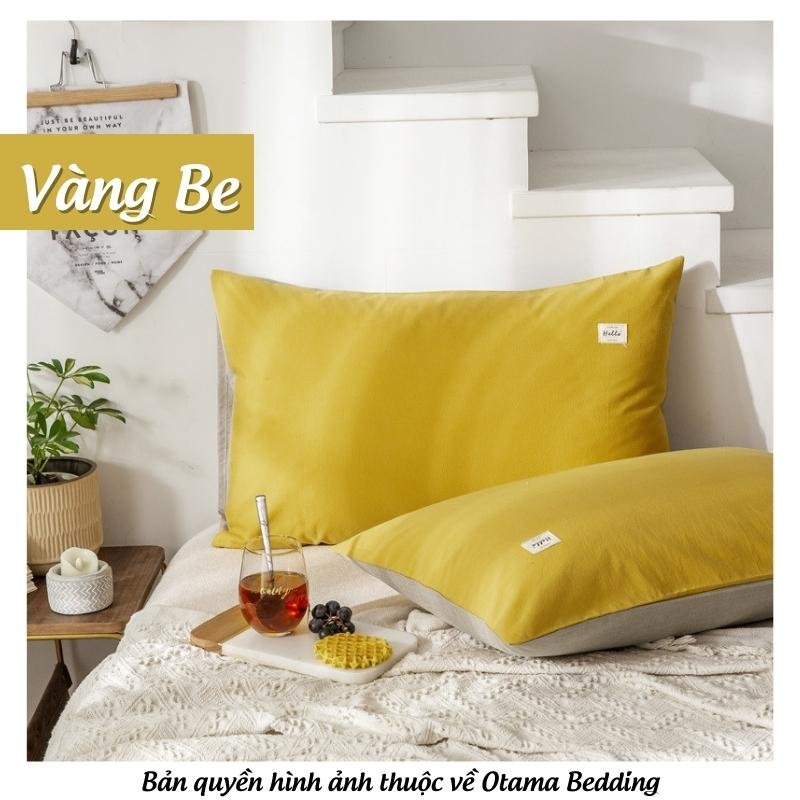 Vỏ gối nằm Cotton tici 100% 50 x 70 cm, áo gối đầu cotton size lớn - Otama Bedding