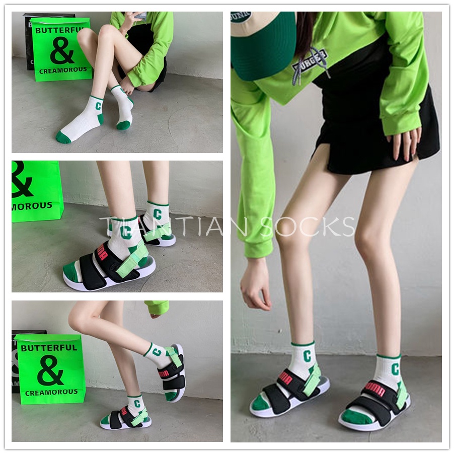 TIAN TIAN T176 Vớ nữ cổ ngắn  tất Thể Thao Cotton Mỏng Cổ Thấp Màu Xanh Lá Thời Trang Mùa Hè Dành Cho Nữ