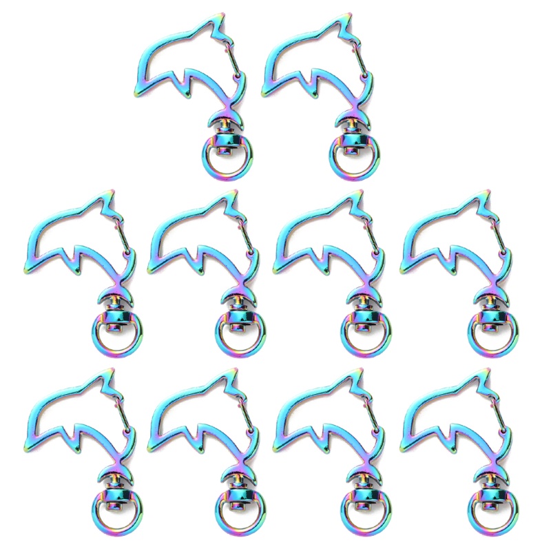 Set 10 Móc Khóa Hình Trái Tim / Ngôi Sao / Mèo Bằng Kim Loại Màu Cầu Vồng Độc Đáo Diy