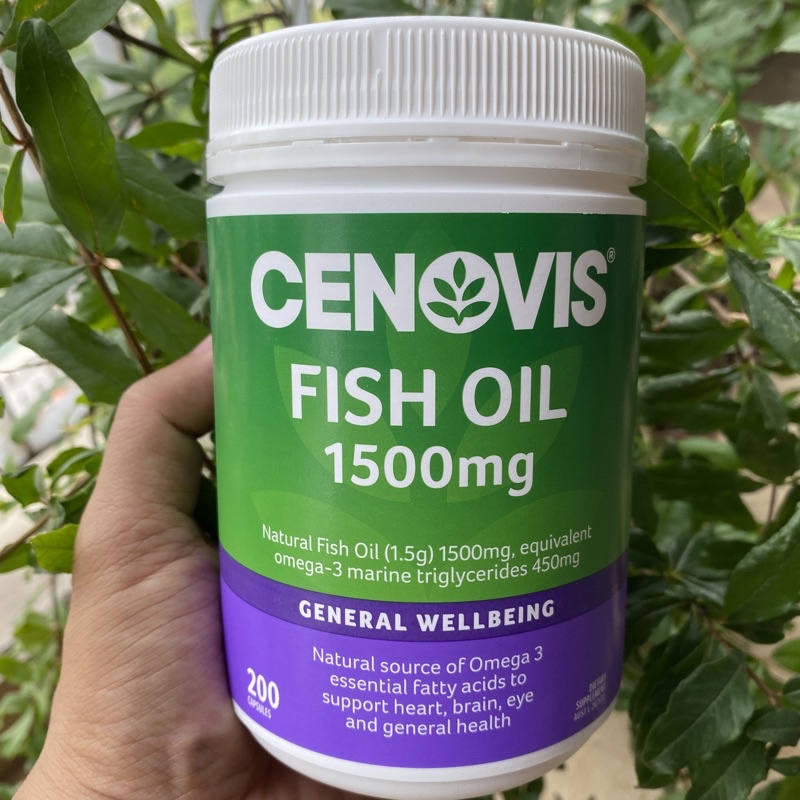 (Hàng Úc) Viên uống CENOVIS Fish Oil 1500mg 200 viên, bổ sung dầu cá Omega 3, hỗ trợ sức khỏe tim mạch, trí não và mắt