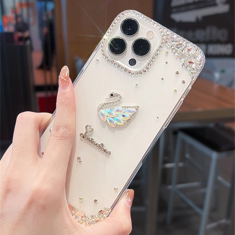 Ốp Điện Thoại tpu Mềm Trong Suốt Đính Đá Lấp Lánh Dành Cho iphone 15 13 12 11 14 pro max x xr xs 7 8 6s plus