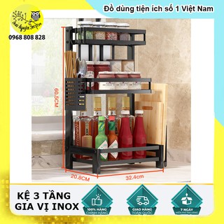KỆ NHÀ BẾP 3 TẦNG KỆ GIA VỊ INOX-T3B4