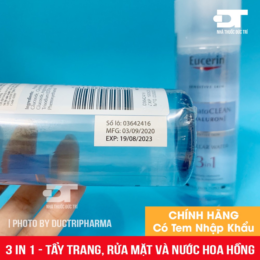 [CHÍNH HÃNG] Nước Tẩy Trang 3 in 1 Eucerin DermatoCLEAN [HYALURON] 200ml