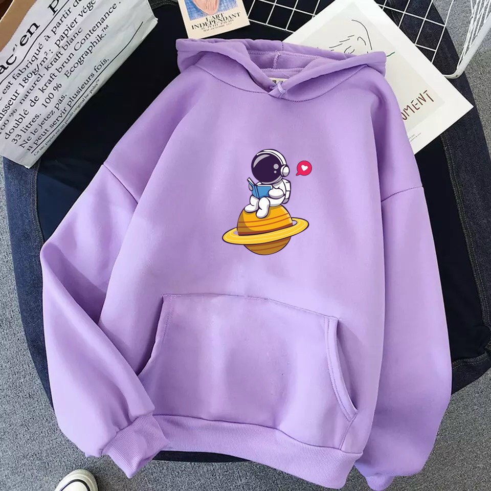 [FREESHIP ĐƠN TỪ 50K]  Áo hoodie nam nữ Phi Hành Gia đọc sách