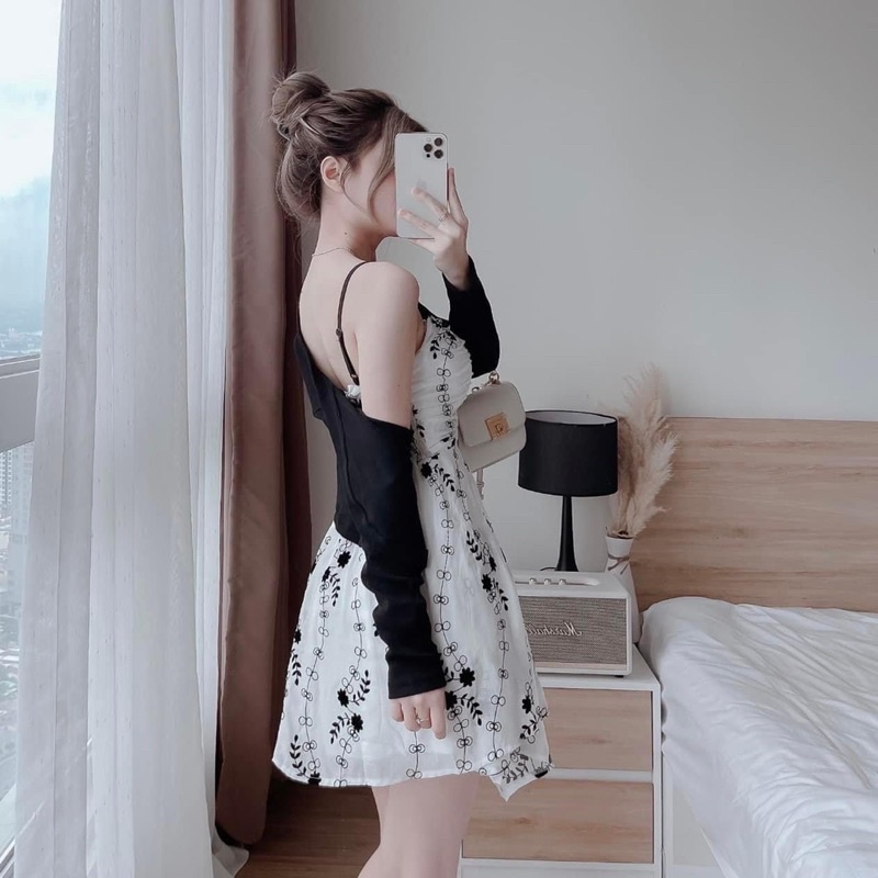 [ 𝐅𝐑𝐄𝐄 𝐒𝐇𝐈𝐏 ]  SÉT 2 MÓN CADIGAN KHOÁC MIX VÁY HOA 2 DÂY DÚM NGỰC