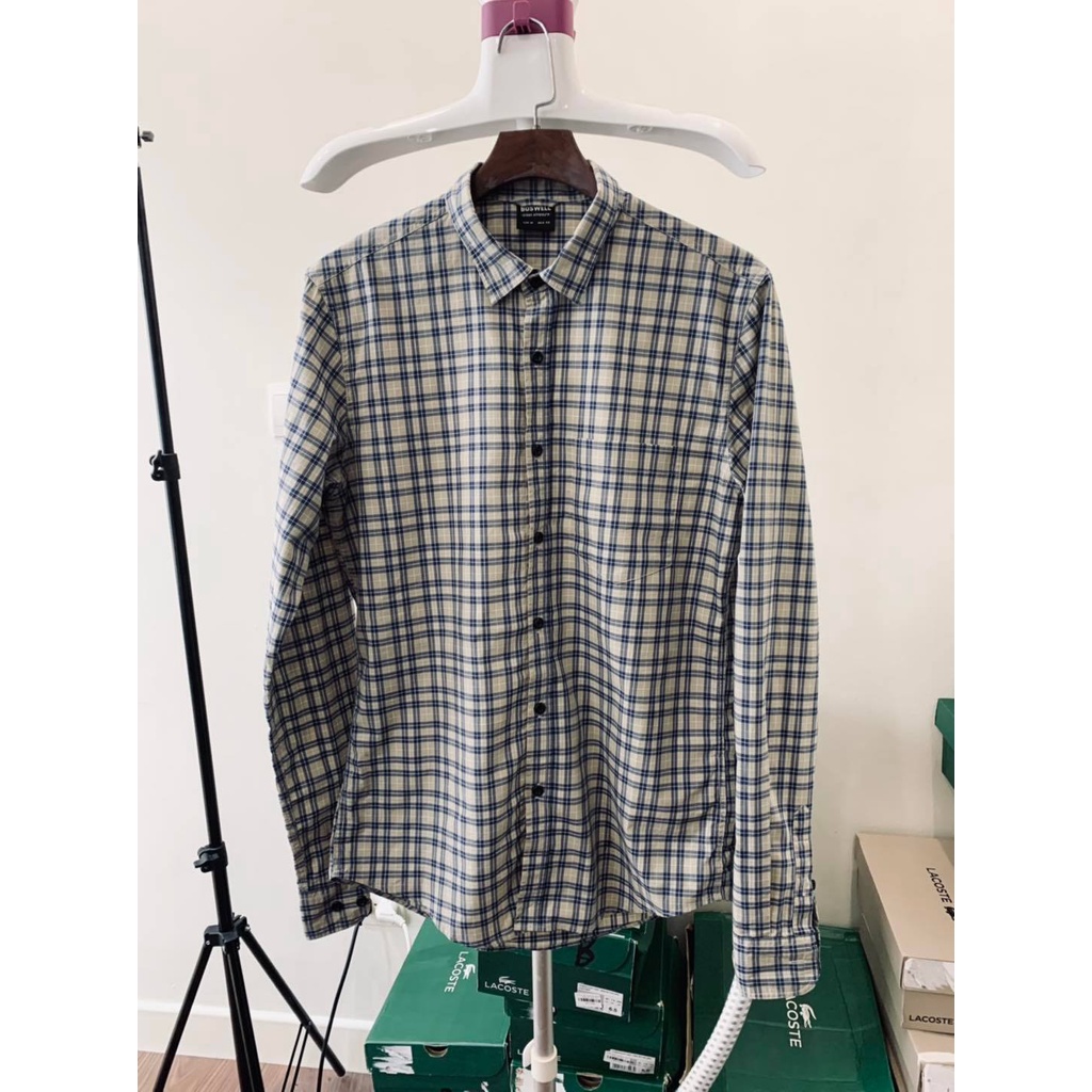 Sơ mi Boswell kẻ caro - Kẻ caro xanh xám