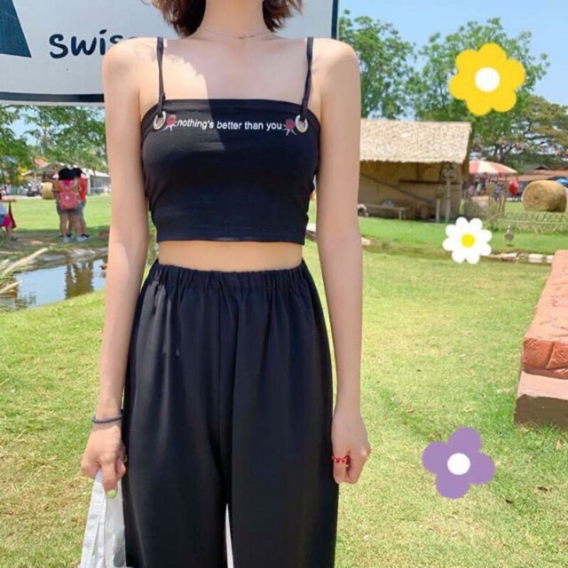 Áo 2 dây in chữ ULZZANG có lót 🌿🌿 | BigBuy360 - bigbuy360.vn