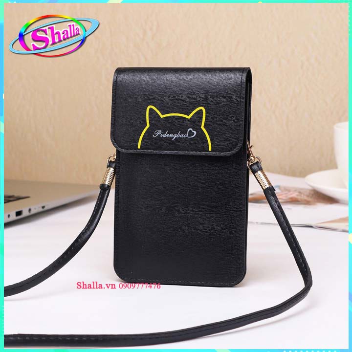 Túi xách nữ đi tiệc đeo chéo mini thời trang dọc nắp hình tai gấu Shalla